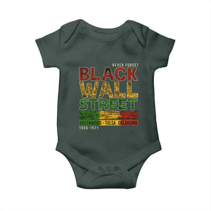 Never Forget Black Wall Street Baby Onesie Greenwood Tulsa Oklahoma Black History TS09 Dark Forest Green Print Your Wear