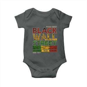 Never Forget Black Wall Street Baby Onesie Greenwood Tulsa Oklahoma Black History TS09 Dark Heather Print Your Wear