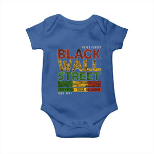 Never Forget Black Wall Street Baby Onesie Greenwood Tulsa Oklahoma Black History TS09 Royal Blue Print Your Wear