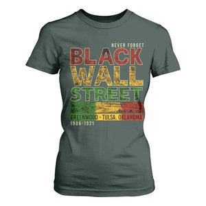 Never Forget Black Wall Street T Shirt For Women Greenwood Tulsa Oklahoma Black History TS09 Dark Forest Green Print Your Wear