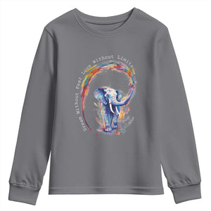 LGBTQ Ally Youth Sweatshirt Dream Without Fear Love Without Limits Rainbow Watercolor Elephant TS09 Charcoal Print Your Wear