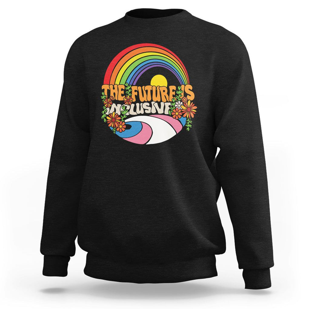 LGBT Pride Sweatshirt The Future Is Inclusive Rainbow TS09 Black Printyourwear