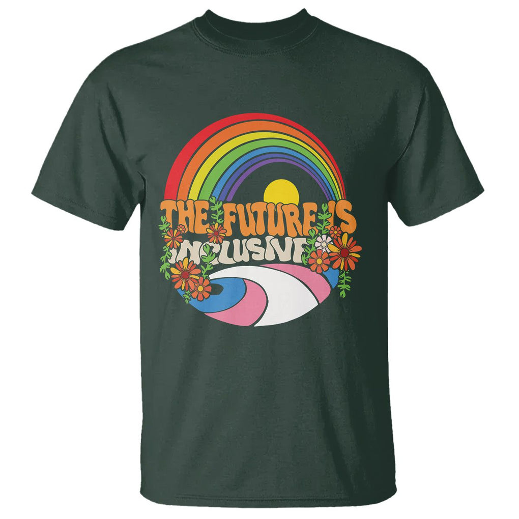 LGBT Pride T Shirt The Future Is Inclusive Rainbow TS09 Dark Forest Green Printyourwear