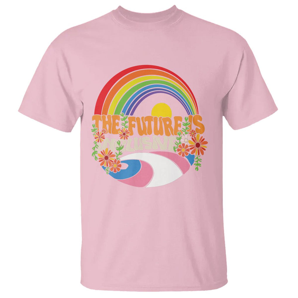 LGBT Pride T Shirt The Future Is Inclusive Rainbow TS09 Light Pink Printyourwear