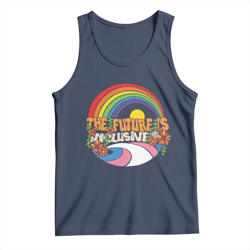 LGBT Pride Tank Top The Future Is Inclusive Rainbow TS09 Navy Print Your Wear