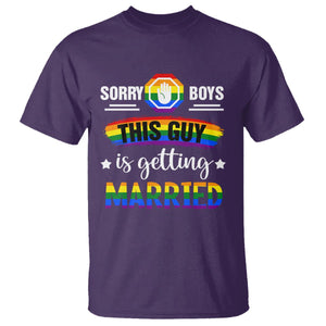 Sorry Boys This Guy Is Getting Married Gay LGBT Pride T Shirt TS09 Purple Printyourwear