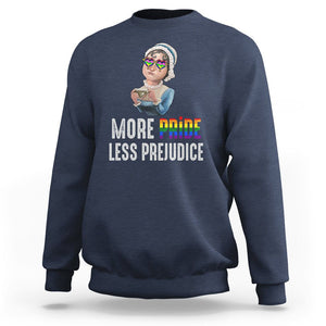 LGBT Pride Sweatshirt More Pride Less Prejudice Rainbow TS09 Navy Printyourwear