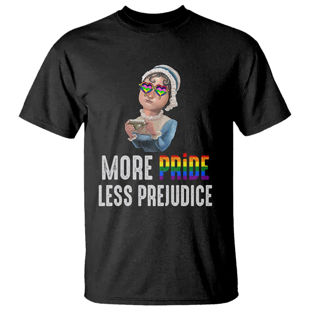 LGBT Pride T Shirt More Pride Less Prejudice Rainbow TS09 Black Printyourwear