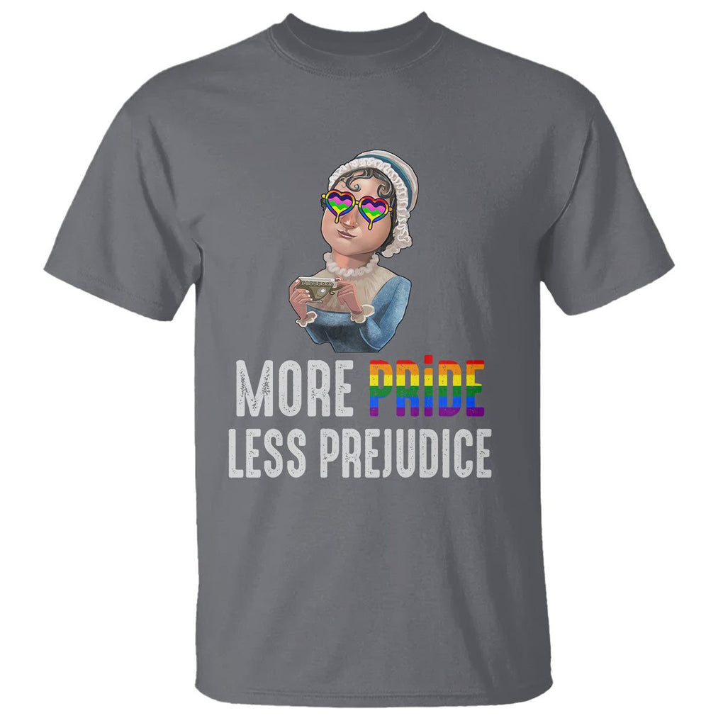 LGBT Pride T Shirt More Pride Less Prejudice Rainbow TS09 Charcoal Printyourwear
