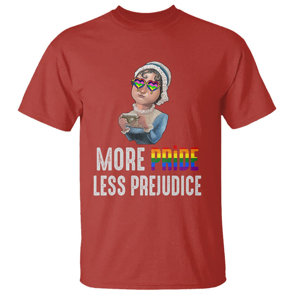 LGBT Pride T Shirt More Pride Less Prejudice Rainbow TS09 Red Printyourwear