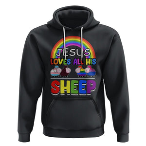 LGBT Pride Hoodie Jesus Loves All His Sheep Lesbian Gay Bisexual Transgender Black White TS09 Black Printyourwear