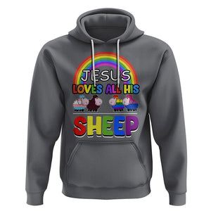 LGBT Pride Hoodie Jesus Loves All His Sheep Lesbian Gay Bisexual Transgender Black White TS09 Charcoal Printyourwear