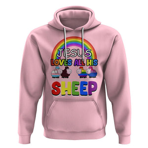 LGBT Pride Hoodie Jesus Loves All His Sheep Lesbian Gay Bisexual Transgender Black White TS09 Light Pink Printyourwear