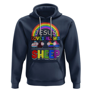 LGBT Pride Hoodie Jesus Loves All His Sheep Lesbian Gay Bisexual Transgender Black White TS09 Navy Printyourwear