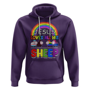 LGBT Pride Hoodie Jesus Loves All His Sheep Lesbian Gay Bisexual Transgender Black White TS09 Purple Printyourwear