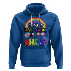 LGBT Pride Hoodie Jesus Loves All His Sheep Lesbian Gay Bisexual Transgender Black White TS09 Royal Blue Printyourwear