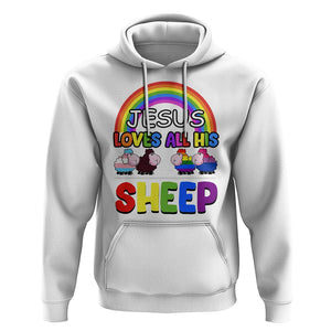 LGBT Pride Hoodie Jesus Loves All His Sheep Lesbian Gay Bisexual Transgender Black White TS09 White Printyourwear