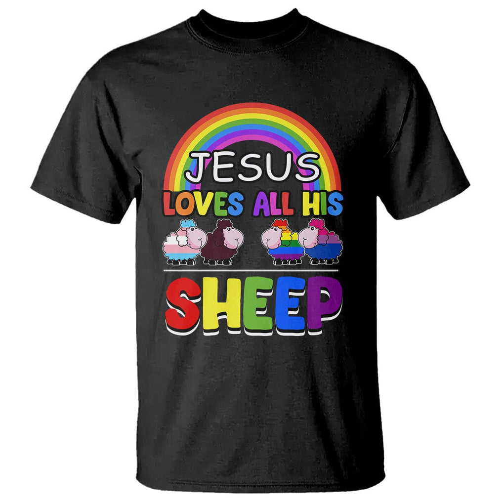 LGBT Pride T Shirt Jesus Loves All His Sheep Lesbian Gay Bisexual Transgender Black White TS09 Black Printyourwear