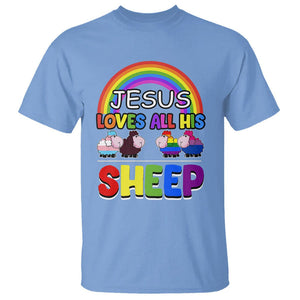 LGBT Pride T Shirt Jesus Loves All His Sheep Lesbian Gay Bisexual Transgender Black White TS09 Carolina Blue Printyourwear