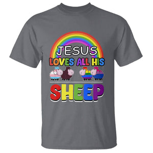 LGBT Pride T Shirt Jesus Loves All His Sheep Lesbian Gay Bisexual Transgender Black White TS09 Charcoal Printyourwear