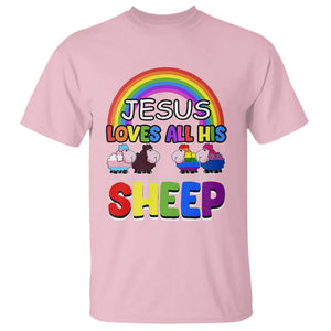 LGBT Pride T Shirt Jesus Loves All His Sheep Lesbian Gay Bisexual Transgender Black White TS09 Light Pink Printyourwear