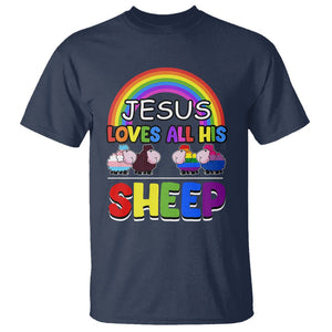 LGBT Pride T Shirt Jesus Loves All His Sheep Lesbian Gay Bisexual Transgender Black White TS09 Navy Printyourwear