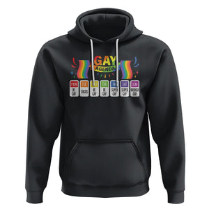 Funny Gay Agenda Weekly Schedule Pride LGBT Pride Hoodie TS09 Black Printyourwear