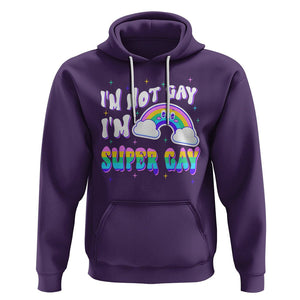 Funny LGBT Pride Hoodie I'm Not Gay I'm Super Gay Cute Rainbow TS09 Purple Printyourwear