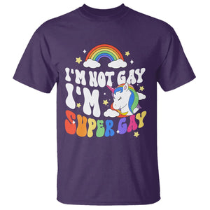 Funny LGBT Pride T Shirt I'm Not Gay I'm Super Gay Cute Unicorn Rainbow TS09 Purple Printyourwear