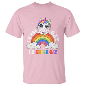 Funny LGBT Pride T Shirt I'm Not Gay I'm Super Gay Cute Unicorn Rainbow TS09 Light Pink Printyourwear