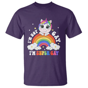 Funny LGBT Pride T Shirt I'm Not Gay I'm Super Gay Cute Unicorn Rainbow TS09 Purple Printyourwear