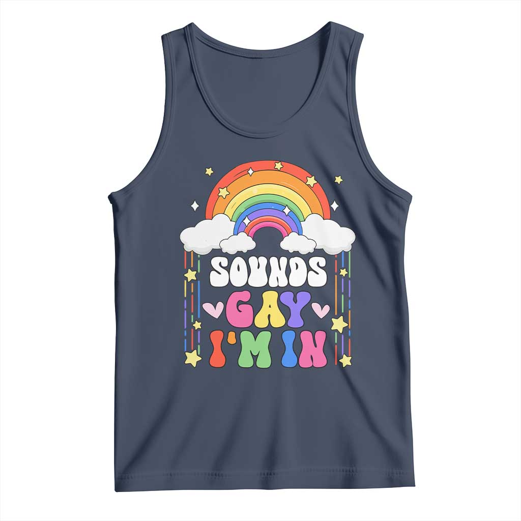 LGBT Pride Tank Top Sound Gay I'm In Rainbow TS09 Navy Print Your Wear