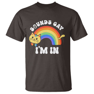 LGBT Cat Lover T Shirt Sound Gay I'm In Funny Rainbow Cat TS09 Dark Chocolate Printyourwear