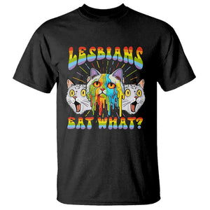 Lesbians Eat What? Funny Scared Cat LGBT Pride T Shirt TS09 Black Printyourwear