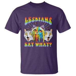 Lesbians Eat What? Funny Scared Cat LGBT Pride T Shirt TS09 Purple Printyourwear