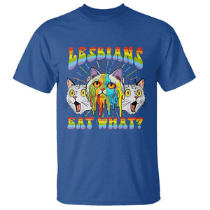 Lesbians Eat What? Funny Scared Cat LGBT Pride T Shirt TS09 Royal Blue Printyourwear