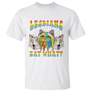 Lesbians Eat What? Funny Scared Cat LGBT Pride T Shirt TS09 White Printyourwear