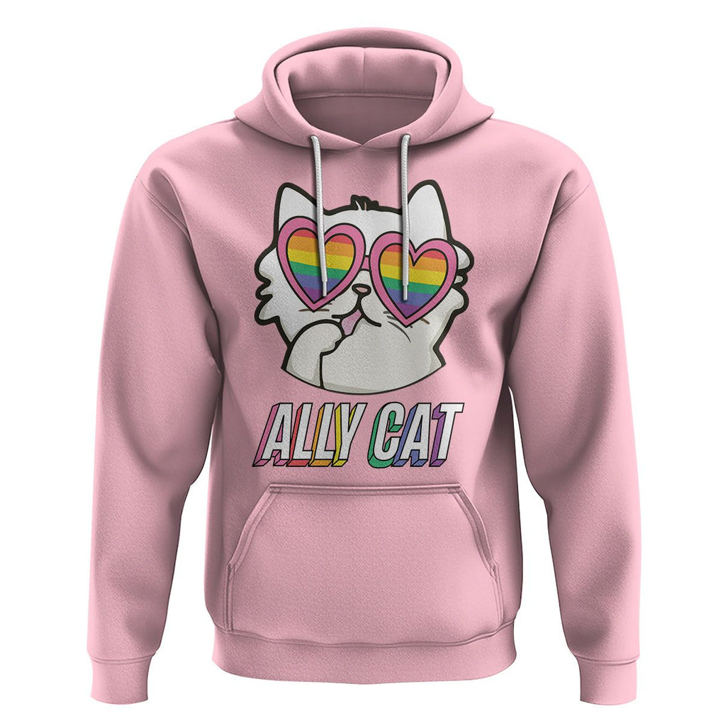 LGBTQ Ally Pride Rainbow Cat Lover Hoodie TS09 Light Pink Printyourwear