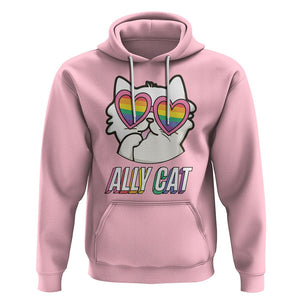 LGBTQ Ally Pride Rainbow Cat Lover Hoodie TS09 Light Pink Printyourwear