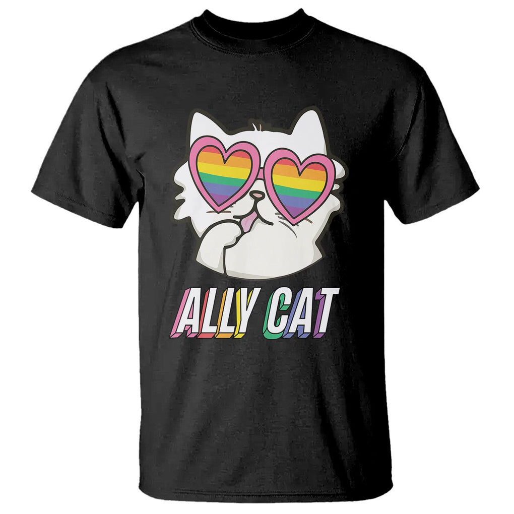 LGBTQ Ally Pride Rainbow Cat Lover T Shirt TS09 Black Printyourwear