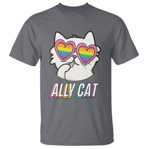 LGBTQ Ally Pride Rainbow Cat Lover T Shirt TS09 Charcoal Printyourwear