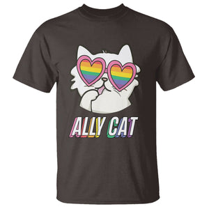 LGBTQ Ally Pride Rainbow Cat Lover T Shirt TS09 Dark Chocolate Printyourwear