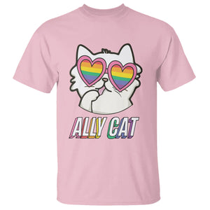 LGBTQ Ally Pride Rainbow Cat Lover T Shirt TS09 Light Pink Printyourwear