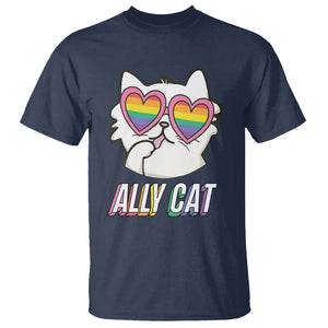 LGBTQ Ally Pride Rainbow Cat Lover T Shirt TS09 Navy Printyourwear