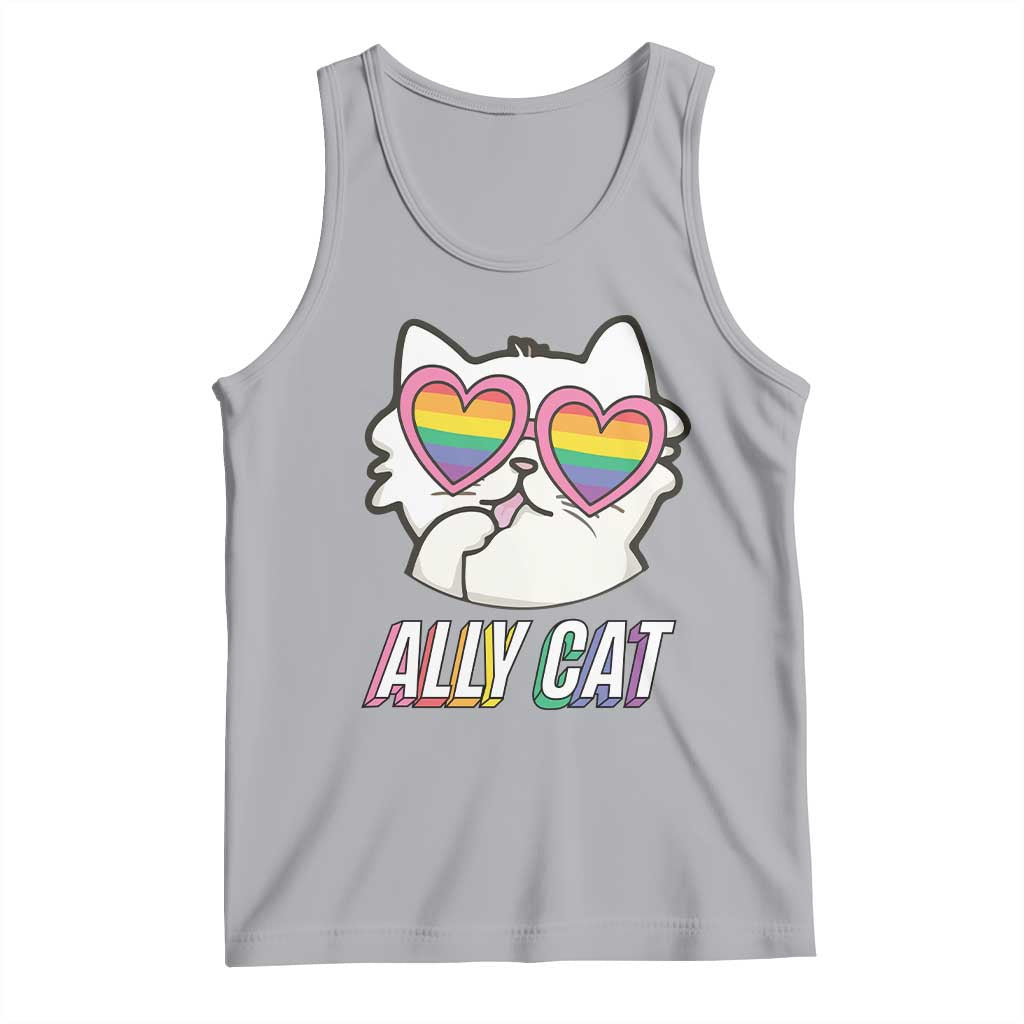 LGBTQ Ally Pride Rainbow Cat Lover Tank Top TS09 Athletic Heather Print Your Wear