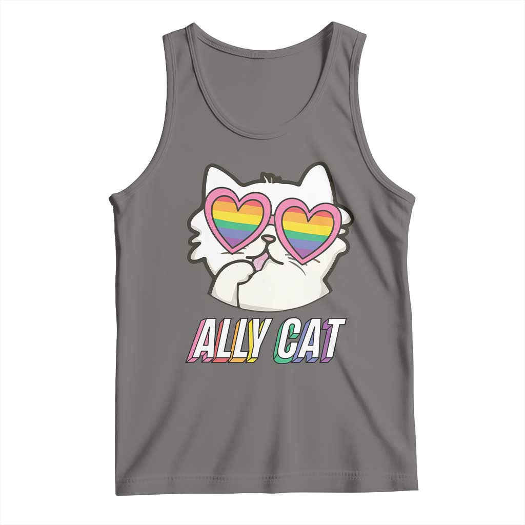 LGBTQ Ally Pride Rainbow Cat Lover Tank Top TS09 Deep Heather Print Your Wear