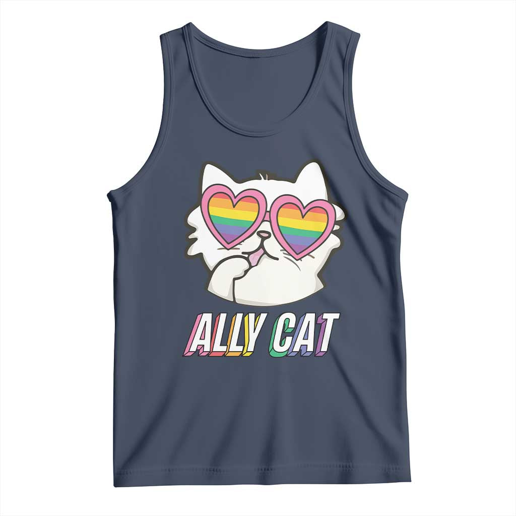 LGBTQ Ally Pride Rainbow Cat Lover Tank Top TS09 Navy Print Your Wear
