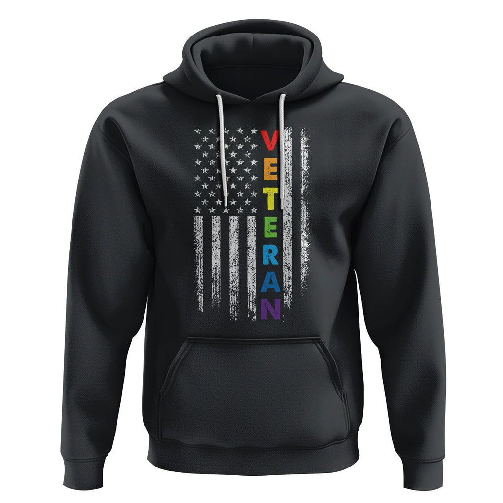 LGBT Veteran Hoodie American Flag Rainbow Military Army TS09 Black Printyourwear