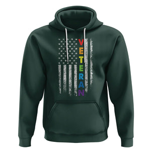 LGBT Veteran Hoodie American Flag Rainbow Military Army TS09 Dark Forest Green Printyourwear