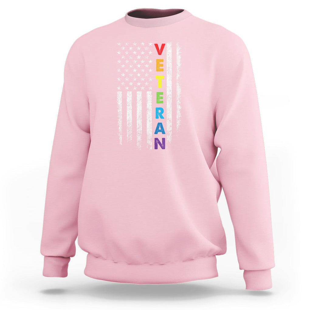 LGBT Veteran Sweatshirt American Flag Rainbow Military Army TS09 Light Pink Printyourwear